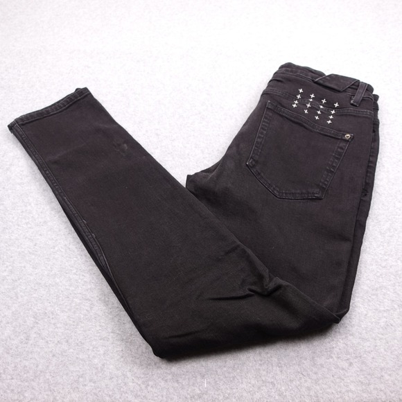 Ksubi Distressed Black Denim Jeans Cross Detail Slim Fit Mens‎ 32 Fits(30x32) - Picture 1 of 10